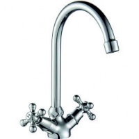 Смеситель для умыв./мойки Robin из латуни, с мет. маховиками Крест и гибк. подв. 60 см