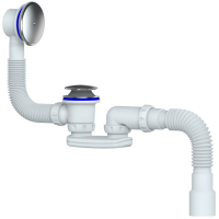 Сифон для ванны и глуб. поддона с хром.переливом с нерж.чашкой и гибк. трубой д.40х 40/50 400мм