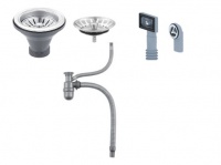 Сифон для мойки с нерж. чашей д. 110 мм с прямоуг. и кругл. перел. и гиб. трубой д. 40 мм