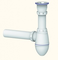 Сифон для умывальника с прикручивающимся выпуском 1 1/2  и отводом д.40
