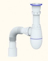 Сифон для мойки с прикручивающимся выпуском 1 1/2  и гибким соединением д.40х40/50