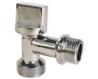 Кран шаровый угловой 1/2*3/4 н/н с отражателем, хром, ручка флажок