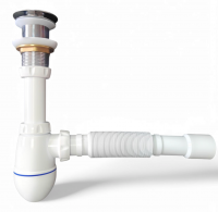 Сифон для тюльпана, умыв-ка с выпуском клик-клак без перел.1 1/4 гибкий отвод в канализацию 32х32/40
