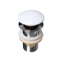 Выпуск с системой клик-клак для сифона умывальника с белой керамической крышкой