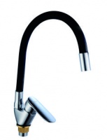 Смеситель для мойки Lark из латуни с гибким черным изливом, картр. D35 и подводкой 60 см