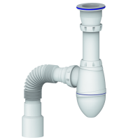 Сифон для умывальника с прикручивающимся выпуском 1 1/2  и гибким соединением д.40 х 40/50