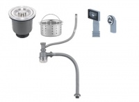 Сифон для мойки с нерж. чашей д. 110 мм с прямоуг. и кругл. перел. и гиб. трубой д. 40 мм