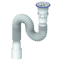 Сифон гофрированный L800мм с прикручивающимся выпуском 1 1/2  д.40