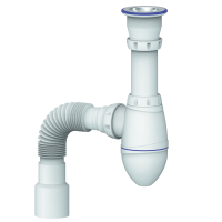 Сифон для умывальника с прикручивающимся выпуском 1 1/2  и гибким соединением д.40 х 40/50