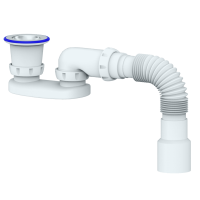 Сифон для душевого поддона с прикручивающимся выпуском 1 1/2 и гибким соединением д.40х40/50 400мм