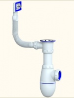 Сифон для мойки с выпуском 1 1/2 и прямоугольным переливом , без отвода