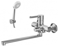 Смеситель для ванны GENT  с изливом прямоуг.30см-дивертор на корпусе (с картриджем)