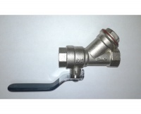 Кран шаровый латунный с косым фильтром рычаг 3/4 в/в ЛИКВИДАЦИЯ