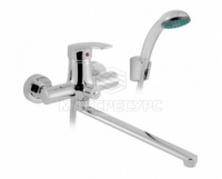 Смеситель Senior для ванны с поворотным изливом,переключ. с карт.на корпусе и душ.комплект