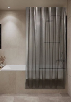 Штора для ванной PEVA 3D серая с 12 кольцами (серый)