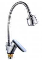 Смеситель для мойки Lark из латуни с гибким хромир. изливом, картр. D35 и подводкой 60 см