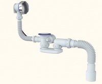Сифон автомат для ванны и глубокого поддона с переливом и гибким соединением д.40х 40/50