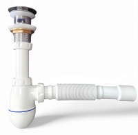 Сифон для тюльпана, умывальника с выпуском клик-клак с пер.1 1/4 гибкий отвод в канализацию 32х32/40