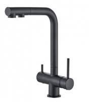 Смеситель для кухни STONE  с выдвигающимся изливом, с краном для фильтра черный