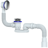 Сифон для ванны и глуб. поддона с хром.переливом с нерж.чашкой и гибк. трубой д.40х 40/50 400мм