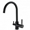 Смеситель STONE для кухни с высоким поворотным изливом с краном для фильтра черный
