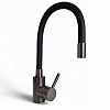 Смеситель для кухни STONE из нерж.стали с гибким черным изливом оружейная сталь SS7010GM